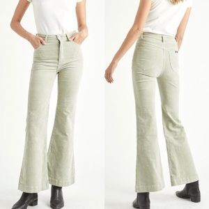 Rolla’s East Coast Corduroy Flare Pants Seaglass Seafoam Free People Waist 26